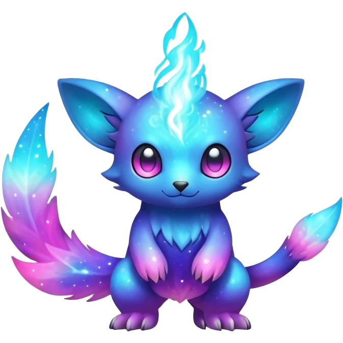 Cute cool colorful nebula fantasy animal hybrid Fakemon full body emoji