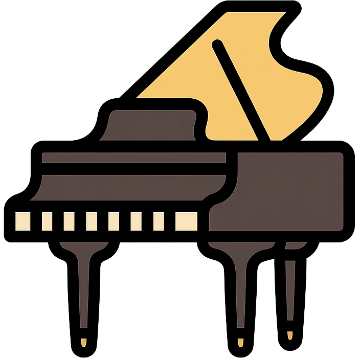 classical piano, elegant, detailed, suitable for music app icon, refined lines, minimalistic color palette emoji