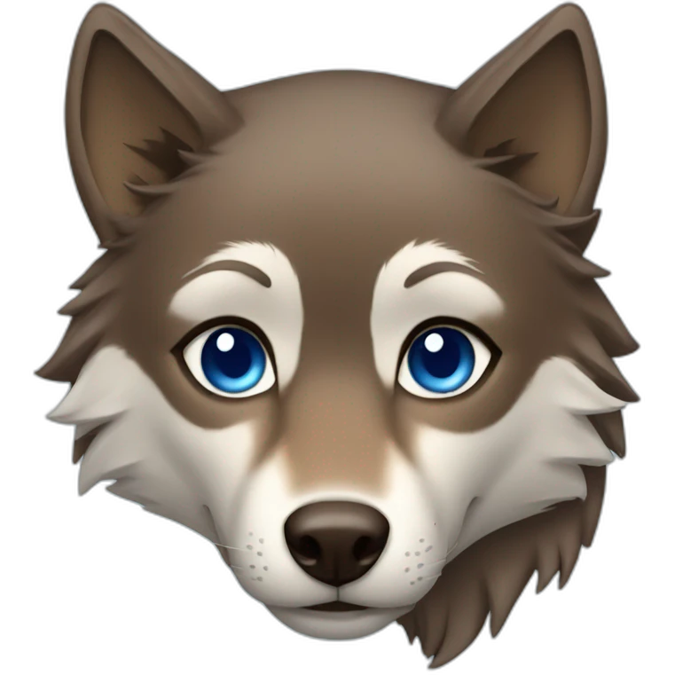 Brown female wolf blue eyes  emoji
