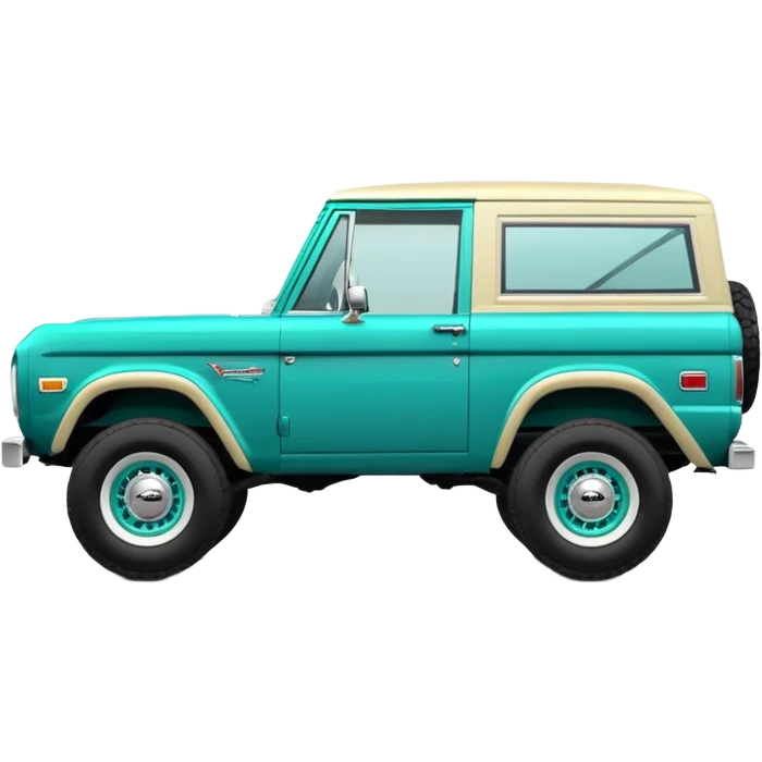 turquoise green classic ford bronco with slot alminum wheels emoji