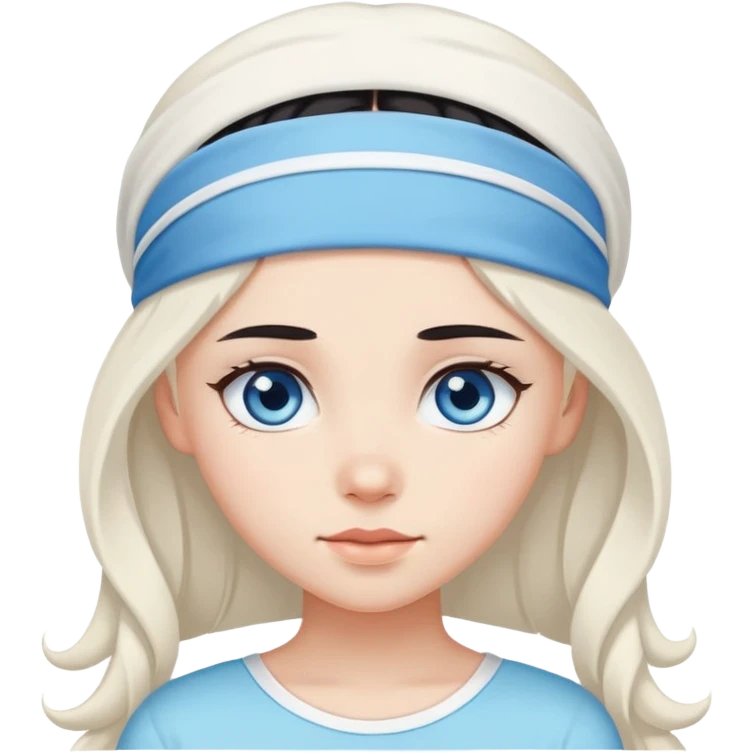 black haired blue eye girl with white headband cute long hair  emoji