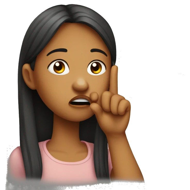 girl biting finger looking mysterious emoji