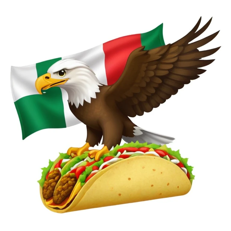 Mexican flag with eagle holding a taco instead of a snake emoji