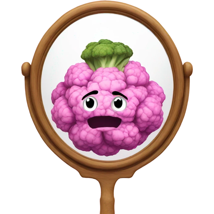 pink cauliflower looking in mirror emoji