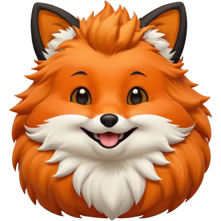Floofy the Creampuff fox blackish away laughing, chubby. Black paws orange color emoji