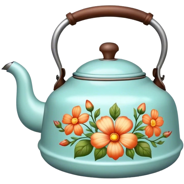 Vintage kettle with flower design emoji