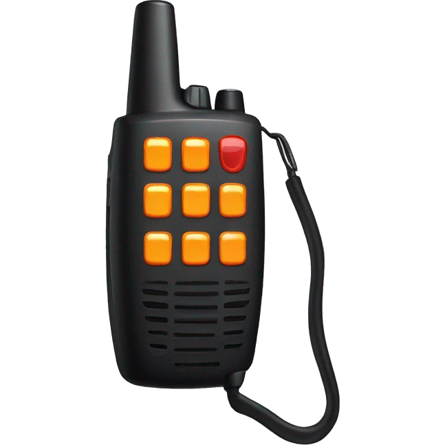 black walkie talkie with red-orange button on side emoji