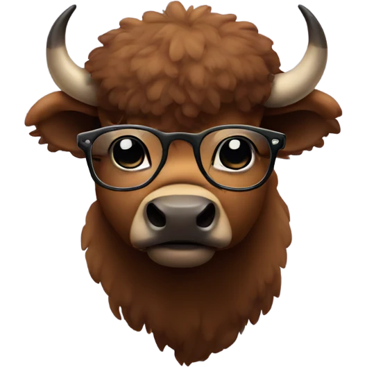 cute bison in glasses emoji