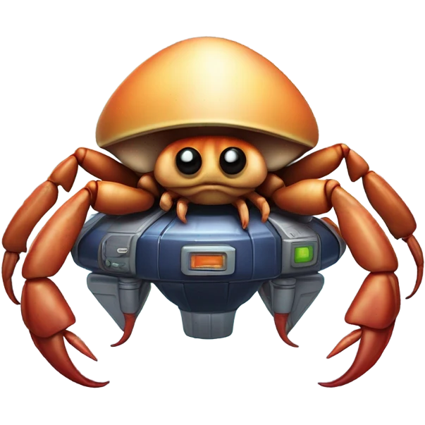 Hermit crab flying a spaceship  emoji