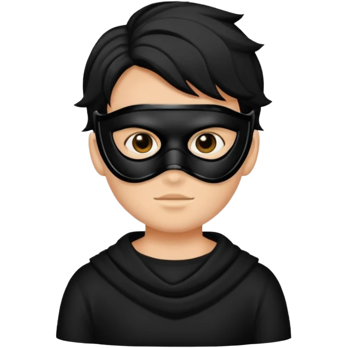 a boy wearing mask black emoji