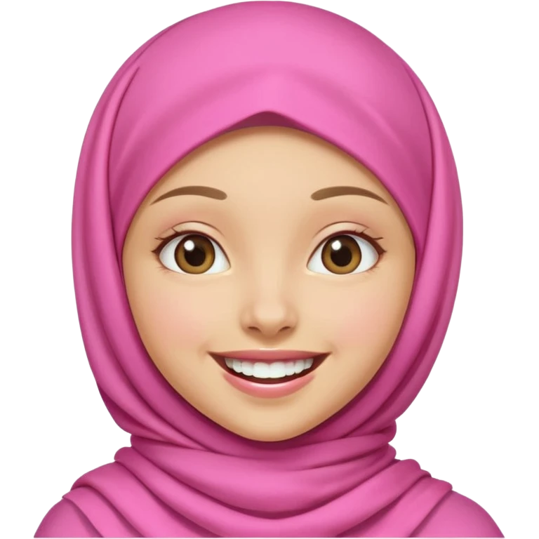 A medium light skin girl with pink hijab smile happily without teeth show emoji