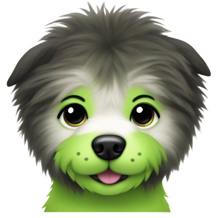 lime green fluffy dog pointy ears emoji