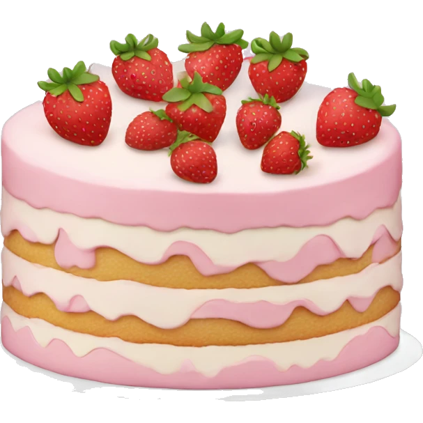 Light Pink strawberries and cream birthday cake  emoji