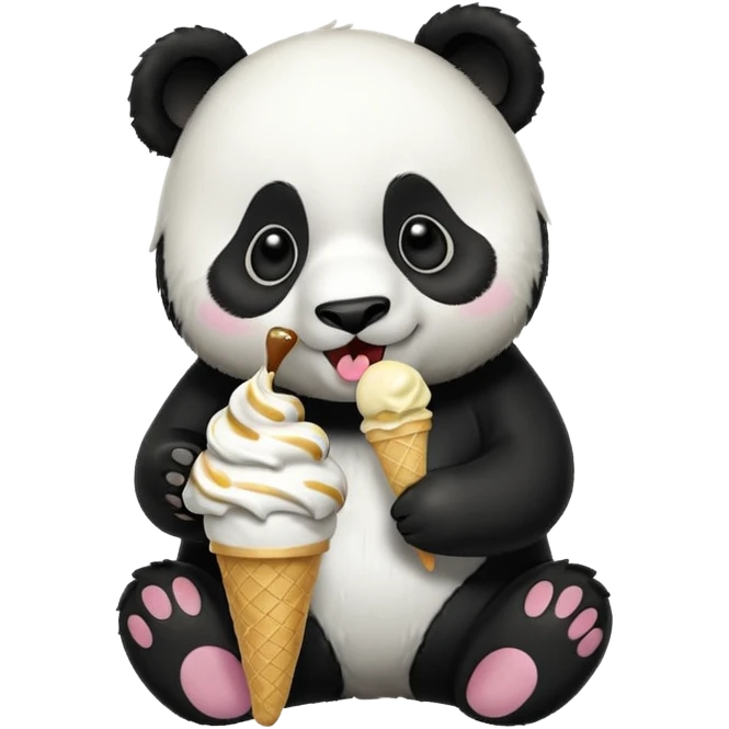 Panda eating ice cream emoji