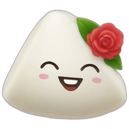 onigiri avec un pancarte marqué rozen emoji