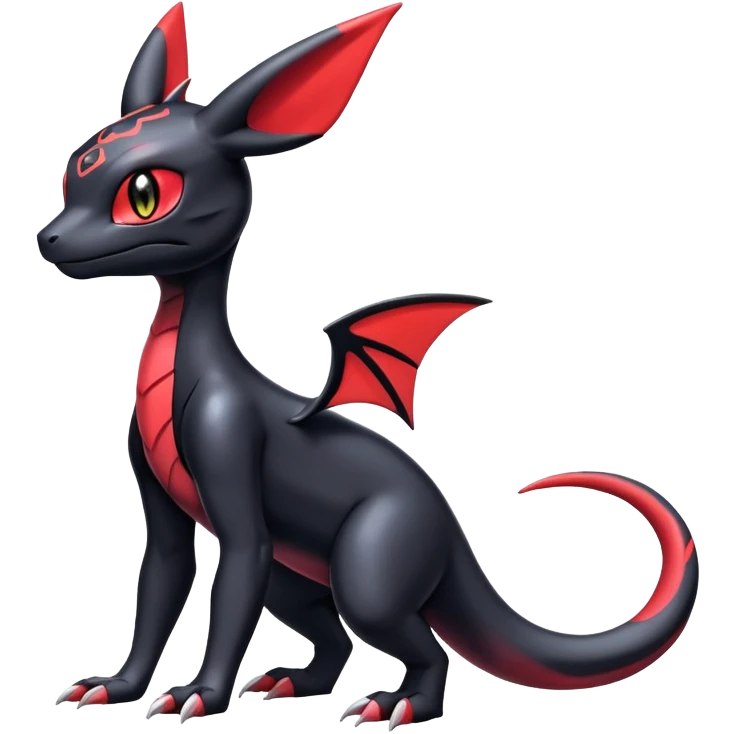 Cute Shiny Guilmon-Salandit-Umbreon-Fakémon-hybrid-creature (full body)  emoji