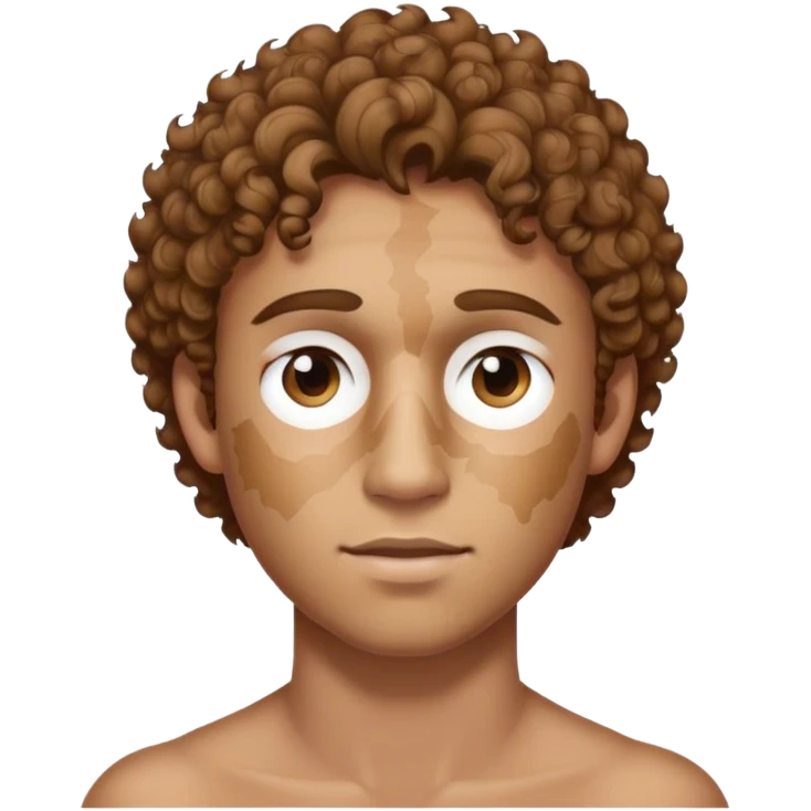 man, short, curly light brown hair, birthmark over left eye emoji