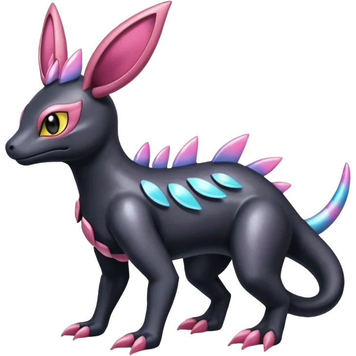 Shiny Iridescent Dusknoir-Salandit-Sylveon-Fakémon-hybrid-creature (full body)  emoji