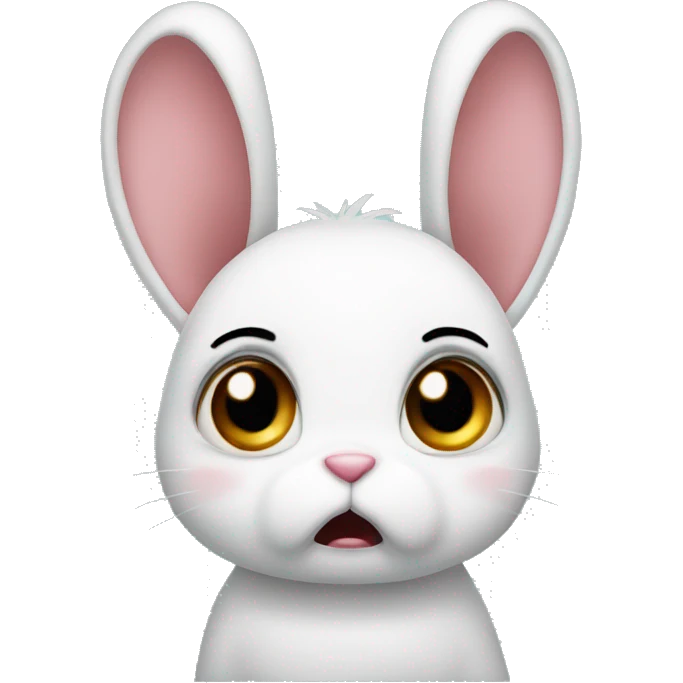 Cry rabbit sad big eyes with a head bow emoji