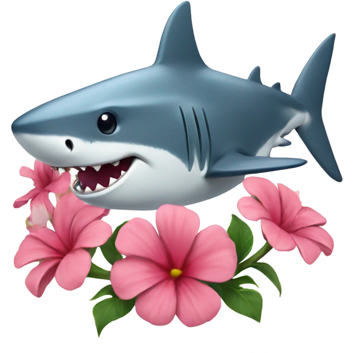 shark with flower emoji