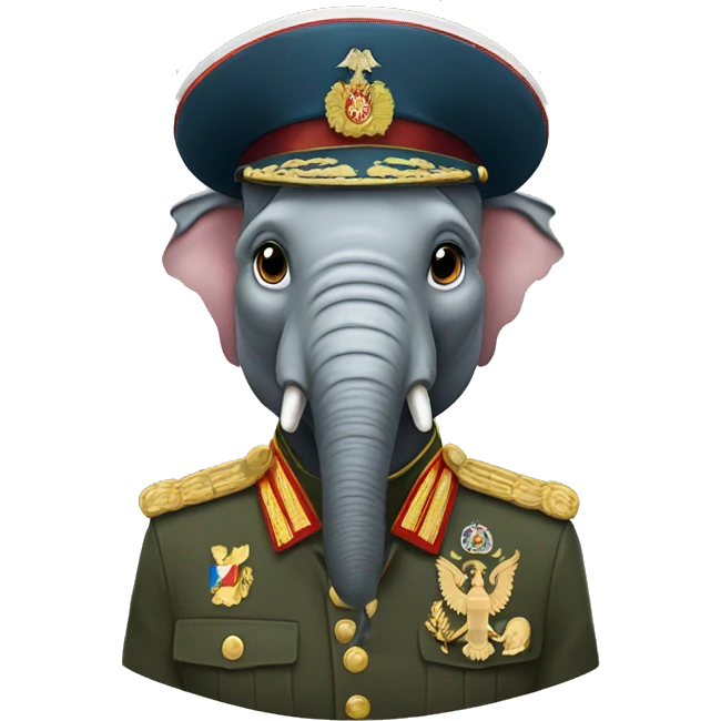 Elephant head in Russian military uniform emoji