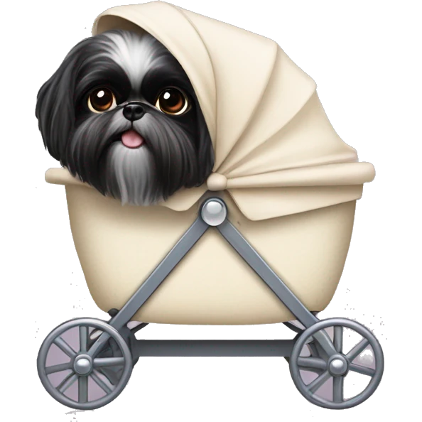 Black shih tzu in a pram  emoji