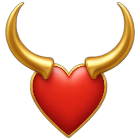 Red heart frame with gold horns emoji