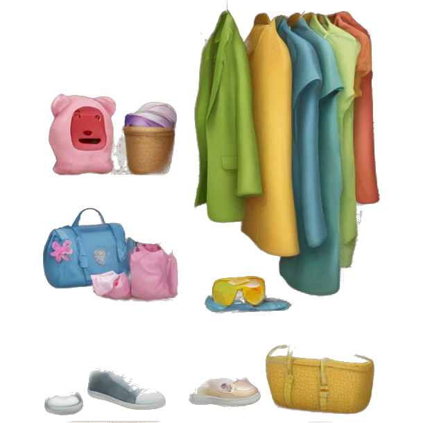 wardrobe with children's things emoji