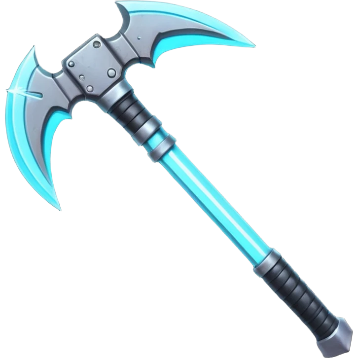 futuristic space mining pickaxe, glowing energy blade, sci-fi metal handle, neon accents, 3D cartoon, mobile game icon, clean background, no text, no watermark

 emoji