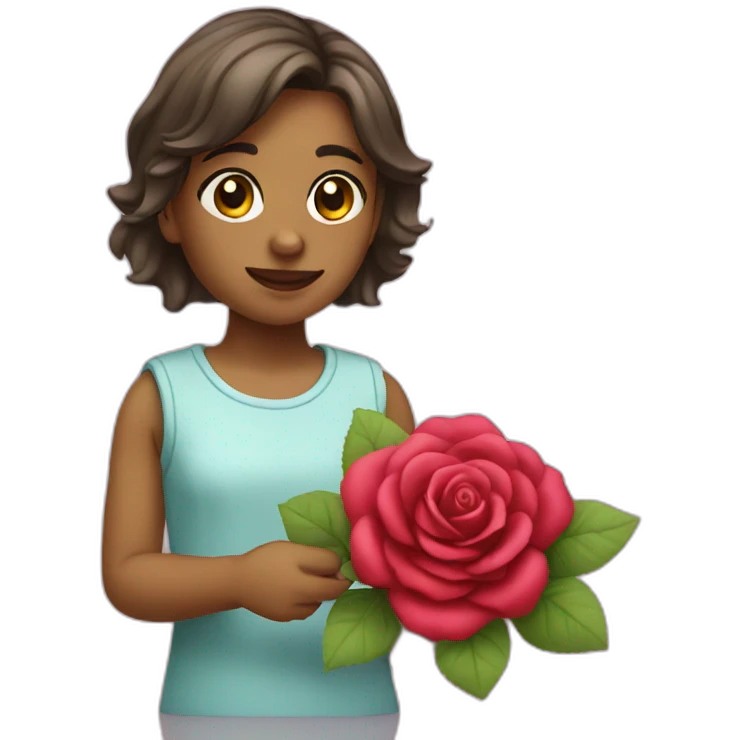 girl using her rose toy emoji