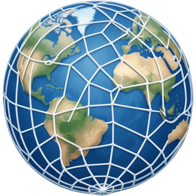 earth with a web of white lines around it emoji