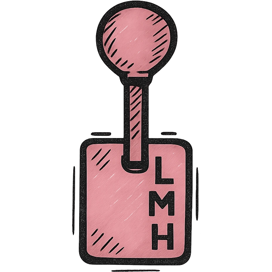 hand-drawn style pink gear stick with 3 settings icon emoji