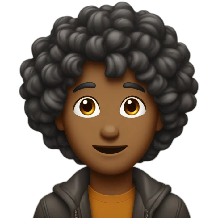 un beau gosse au couleur caramel avec des cheveux crépus noir emoji