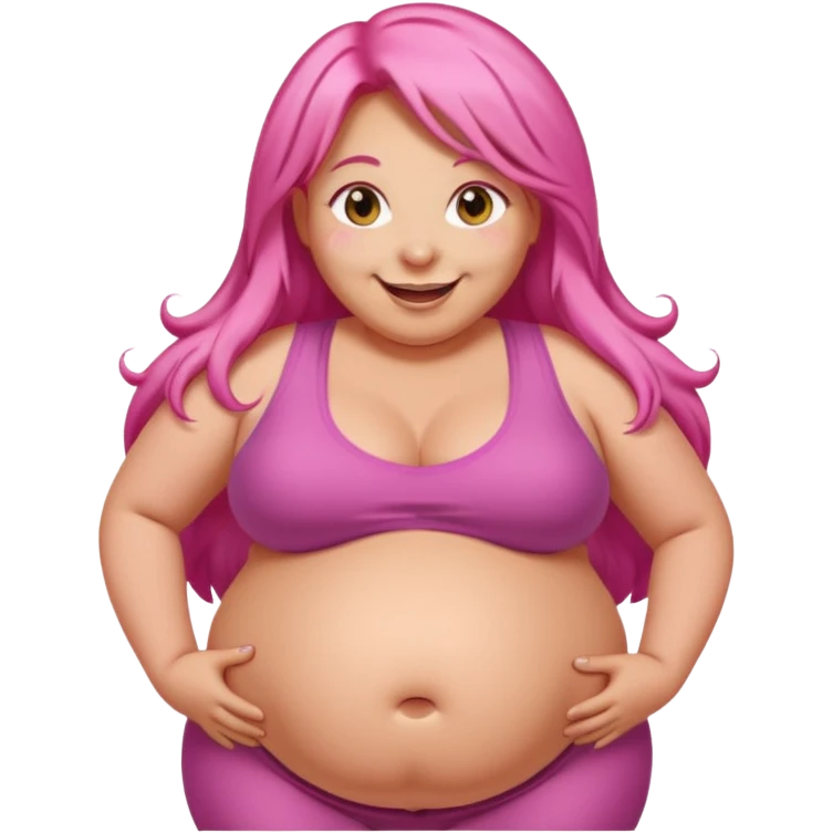  fat tan long pink hair nicki minaj with inflated belly emoji