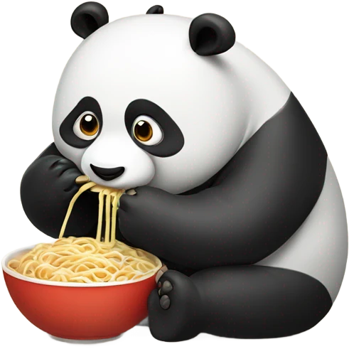 fat panda eating noodles emoji