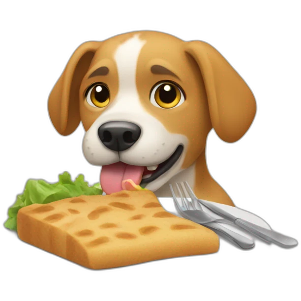 A dog eating lunch emoji