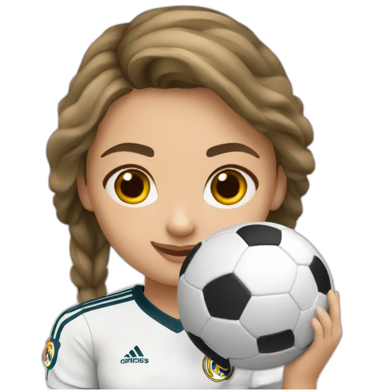Girl play football in real Madrid  emoji