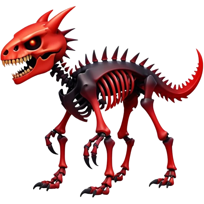 A black and red gradient epic shiny cool edgy skeletal animal, full body emoji