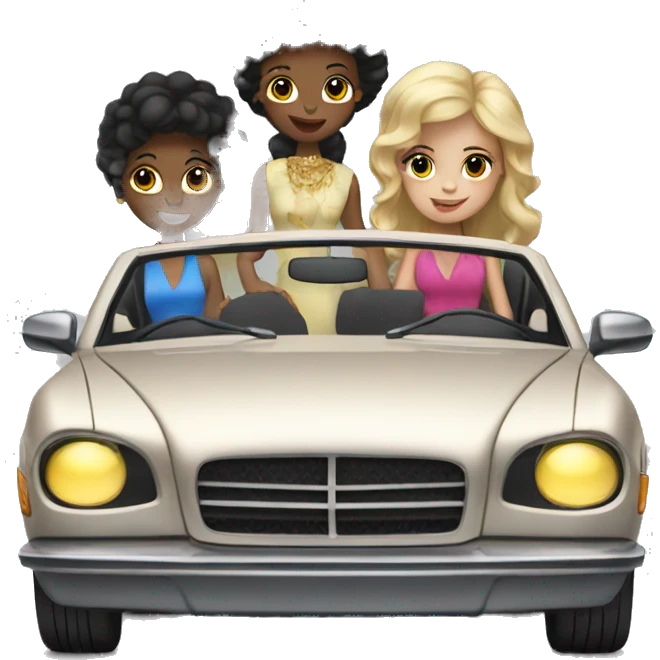 3 girls in expensive car emoji