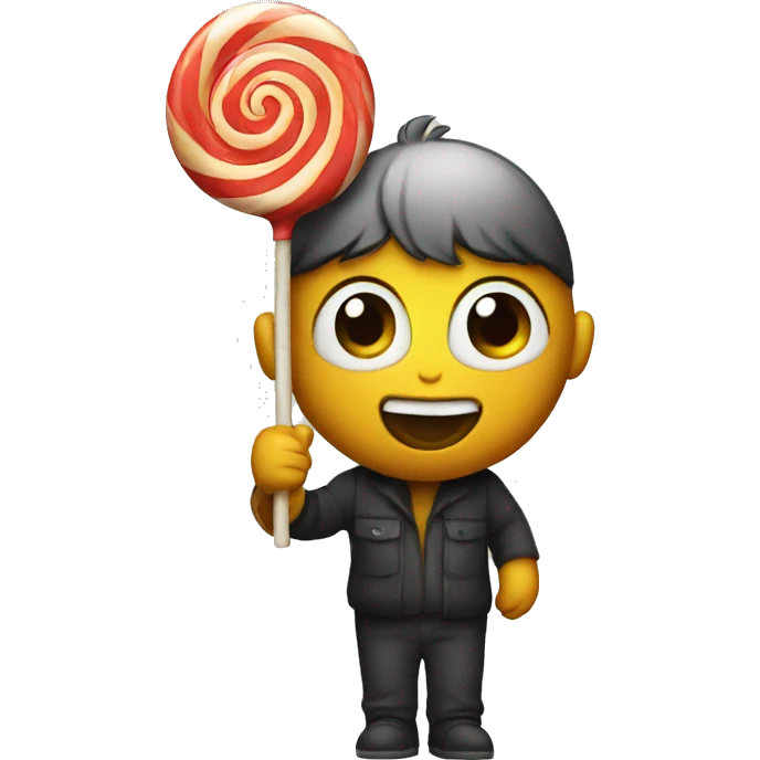 Emoji holding a lollipop emoji