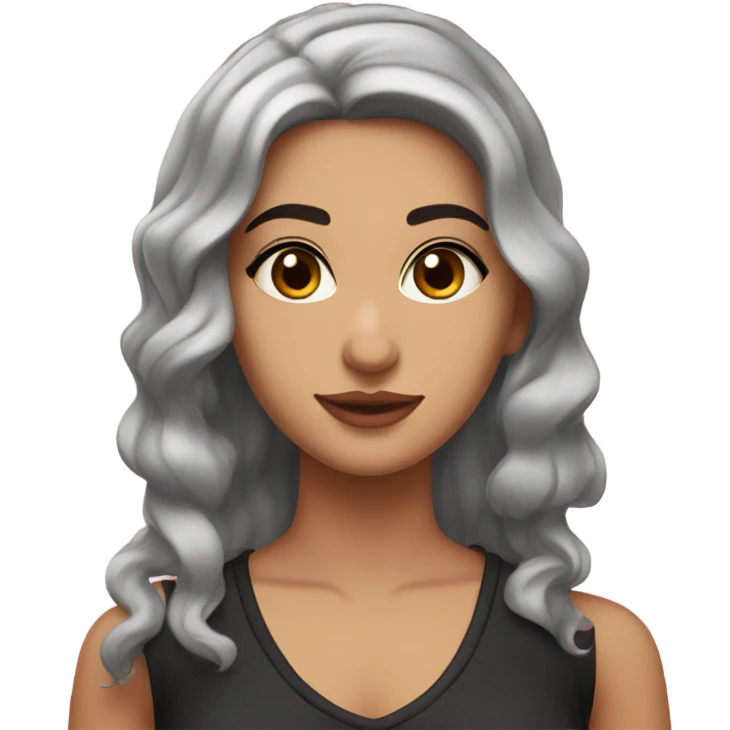 “An Arab girl in her twenties with fair skin, rosy cheeks, dark brown eyes, defined brows, a small nose, pink lips, and black wavy hair to mid-back.” emoji