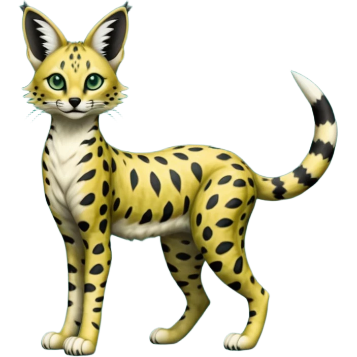 Epic complex detailed dark-hunter-green, black, realistic aesthetic-scenic-Fakémon-Sprigatito-Floragato-Meowscarada-Trico-Sergal-Serval-Vernid-creature (full body) emoji