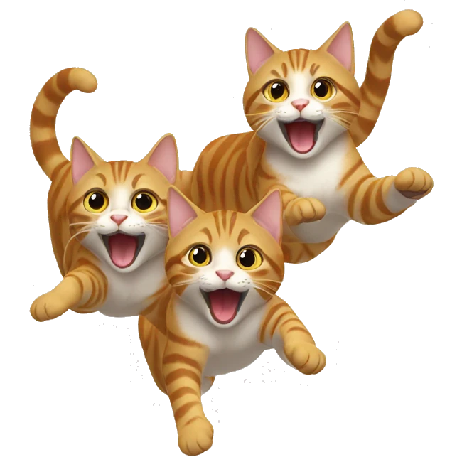 3 cats jumping with joy emoji