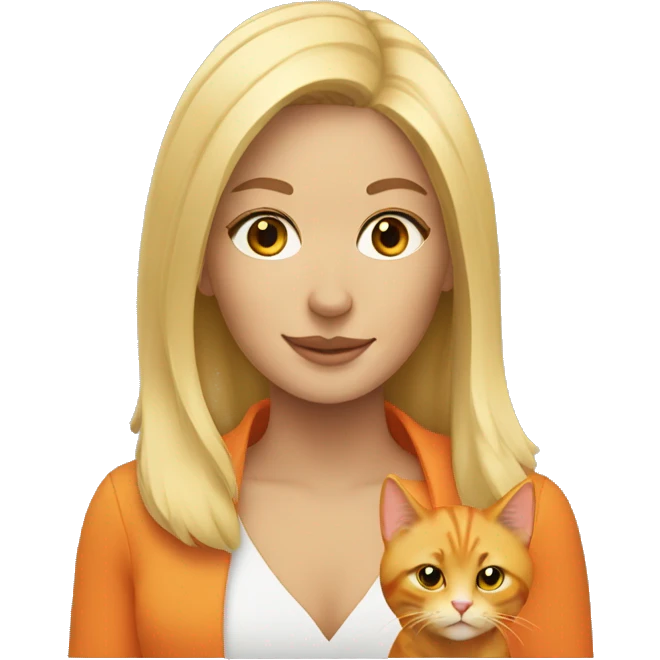 Blonde woman with orange cat  emoji