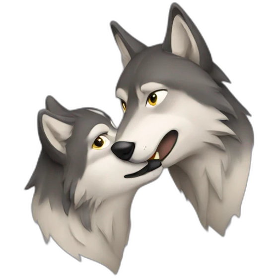 kissing wolf emoji