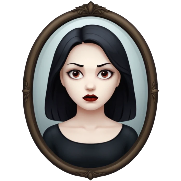 killer on mirror behind woman emoji