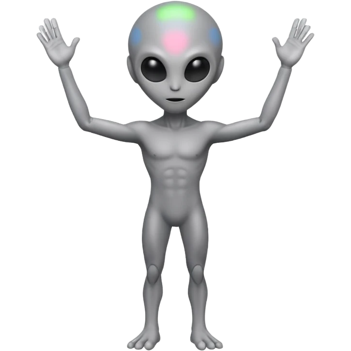 fullbody handsup gray alien emoji