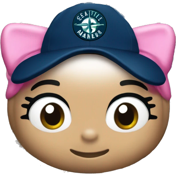 Hello kitty with Seattle Mariners hat emoji