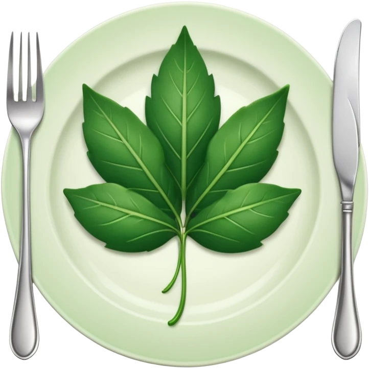 plate with a green leaf and fork emoji