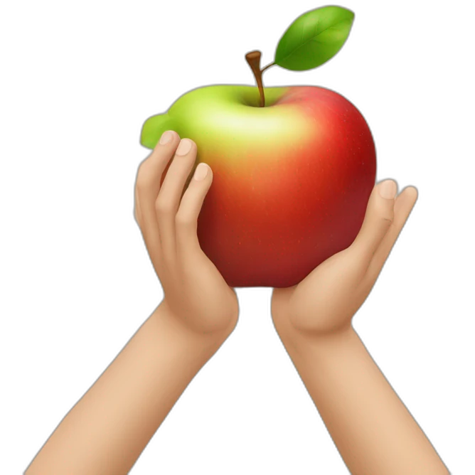 hands recieveing an apple emoji